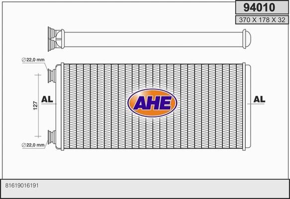 AHE 94010 - Heat Exchanger, interior heating xparts.lv