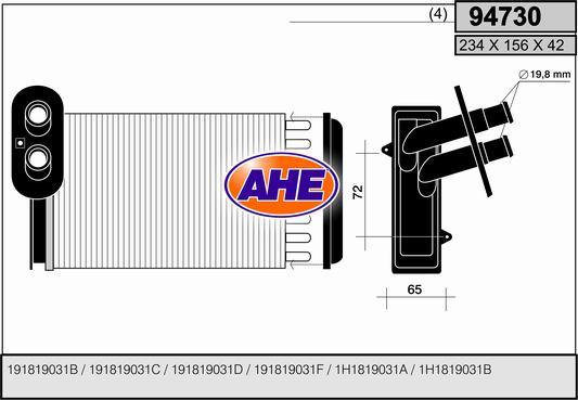 AHE 94730 - Теплообменник, отопление салона xparts.lv
