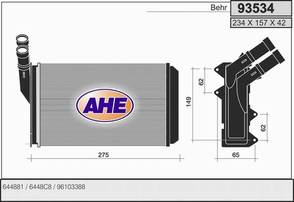 AHE 93534 - Heat Exchanger, interior heating xparts.lv