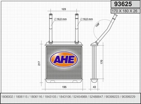 AHE 93625 - Теплообменник, отопление салона xparts.lv