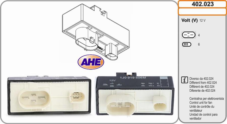 AHE 402.023 - Valdymo blokas, elektrinis ventiliatorius (variklio aušinima xparts.lv