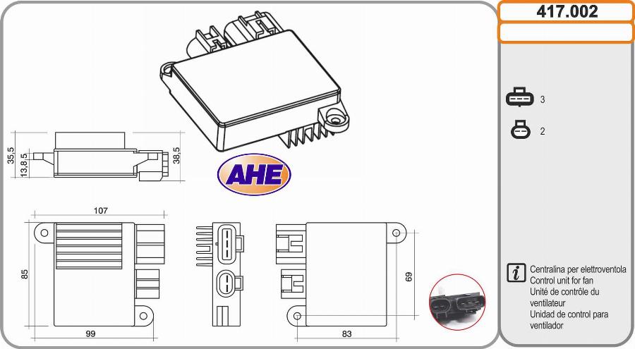 AHE 417.002 - Vadības bloks, Elektroventilators (Motora dzesēšana) xparts.lv