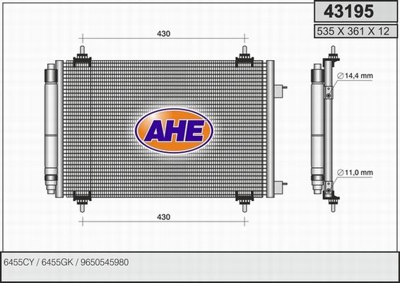 AHE 43195 - Конденсатор кондиционера xparts.lv