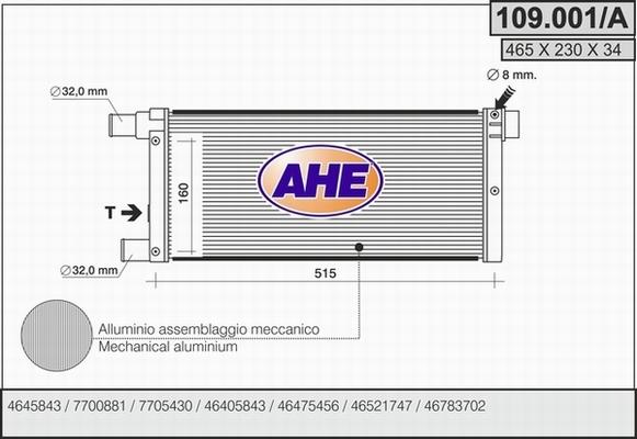 AHE 109.001/A - Radiators, Motora dzesēšanas sistēma xparts.lv