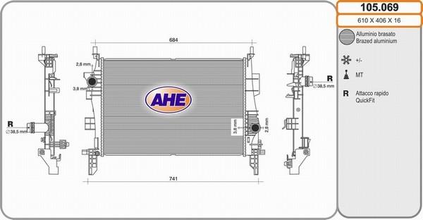AHE 105.069 - Radiators, Motora dzesēšanas sistēma xparts.lv