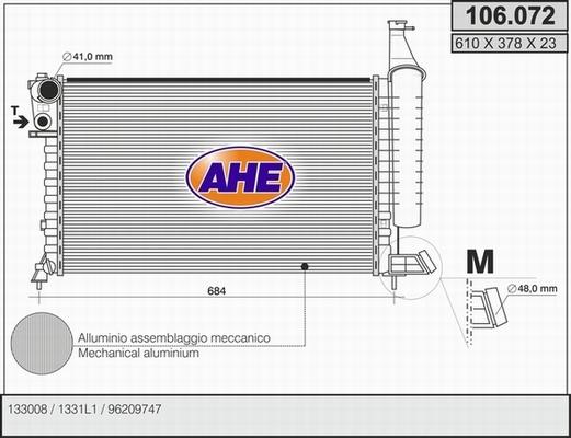 AHE 106.072 - Radiators, Motora dzesēšanas sistēma xparts.lv