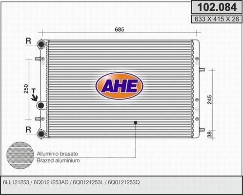 AHE 102.084 - Radiator, engine cooling xparts.lv