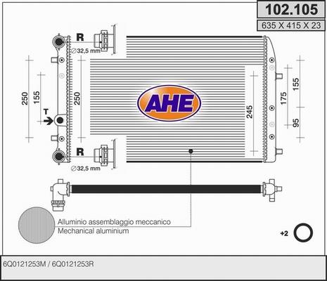 AHE 102.105 - Radiator, engine cooling xparts.lv