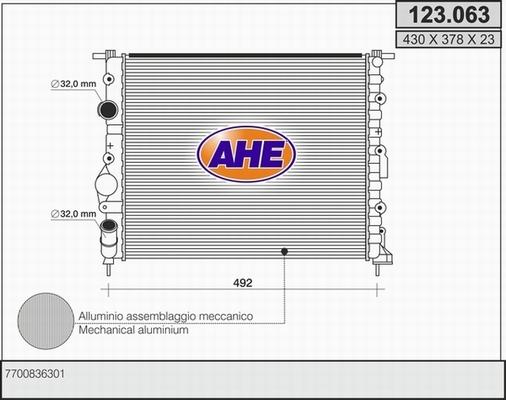 AHE 123.063 - Radiator, engine cooling xparts.lv