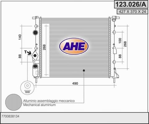 AHE 123.026/A - Radiator, engine cooling xparts.lv