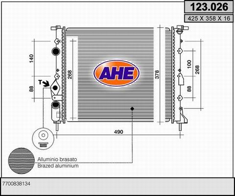 AHE 123.026 - Radiator, engine cooling xparts.lv