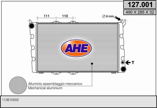 AHE 127.001 - Radiators, Motora dzesēšanas sistēma xparts.lv