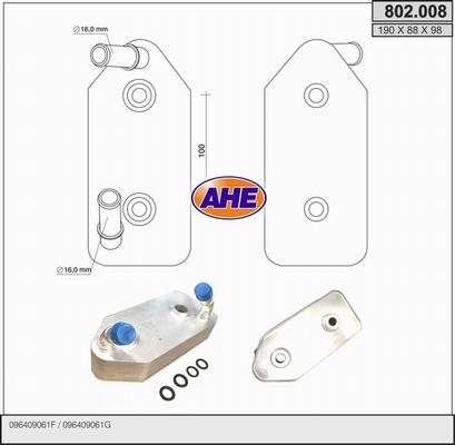 AHE 802.008 - Oil Cooler, engine oil xparts.lv