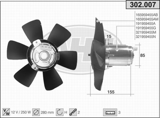 AHE 302.007 - Fan, radiator xparts.lv