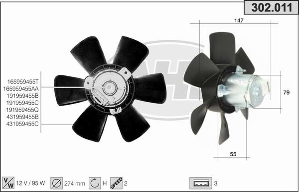 AHE 302.011 - Fan, radiator xparts.lv