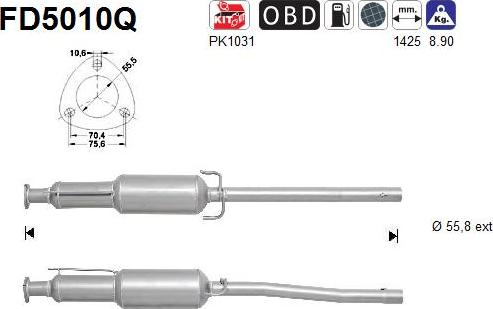 AS FD5010Q - Nosēdumu / Daļiņu filtrs, Izplūdes gāzu sistēma xparts.lv