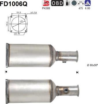 AS FD1006Q - Nosēdumu / Daļiņu filtrs, Izplūdes gāzu sistēma xparts.lv