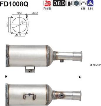 AS FD1008Q - Nosēdumu / Daļiņu filtrs, Izplūdes gāzu sistēma xparts.lv
