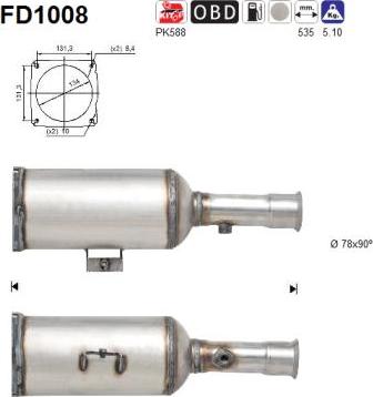 AS FD1008 - Nosēdumu / Daļiņu filtrs, Izplūdes gāzu sistēma xparts.lv