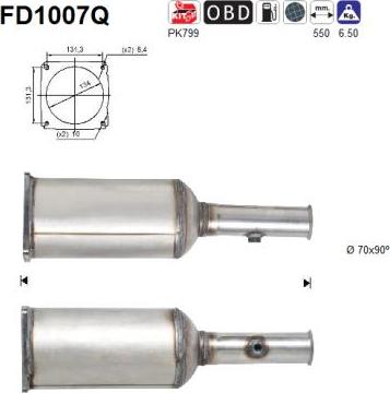 AS FD1007Q - Nosēdumu / Daļiņu filtrs, Izplūdes gāzu sistēma xparts.lv