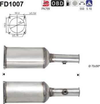 AS FD1007 - Soot / Particulate Filter, exhaust system xparts.lv