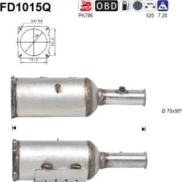 AS FD1015Q - Nosēdumu / Daļiņu filtrs, Izplūdes gāzu sistēma xparts.lv