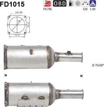 AS FD1015 - Nosēdumu / Daļiņu filtrs, Izplūdes gāzu sistēma xparts.lv