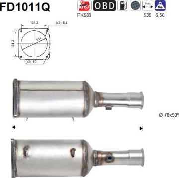 AS FD1011Q - Nosēdumu / Daļiņu filtrs, Izplūdes gāzu sistēma xparts.lv