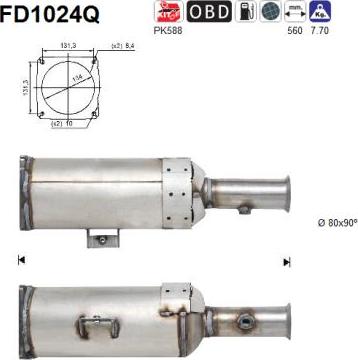AS FD1024Q - Nosēdumu / Daļiņu filtrs, Izplūdes gāzu sistēma xparts.lv