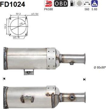 AS FD1024 - Nosēdumu / Daļiņu filtrs, Izplūdes gāzu sistēma xparts.lv