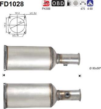 AS FD1028 - Nosēdumu / Daļiņu filtrs, Izplūdes gāzu sistēma xparts.lv