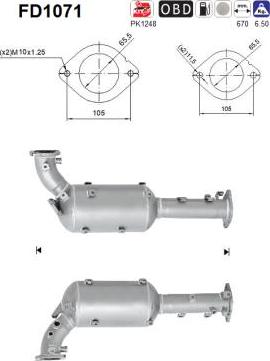 AS FD1071 - Nosēdumu / Daļiņu filtrs, Izplūdes gāzu sistēma xparts.lv