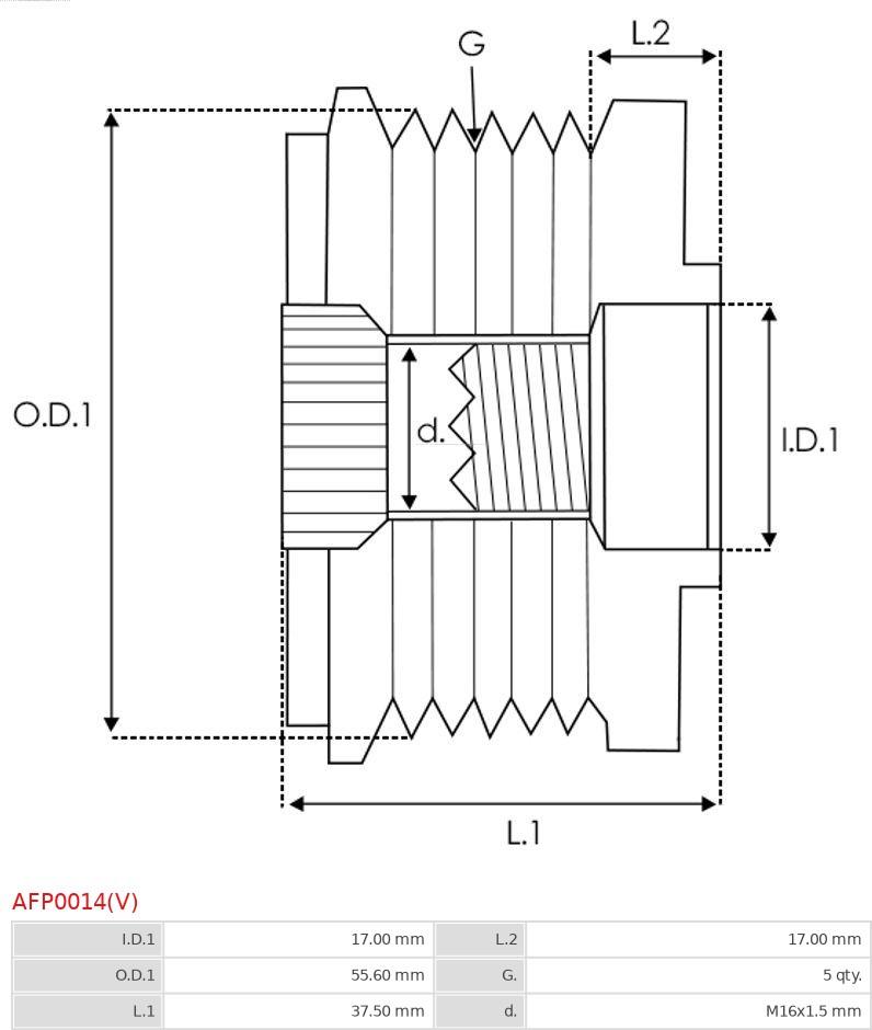 AS-PL AFP0014(V) - Pulley, alternator, freewheel clutch xparts.lv