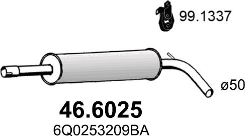 ASSO 46.6025 - Vidējais izpl. gāzu trokšņa slāpētājs xparts.lv