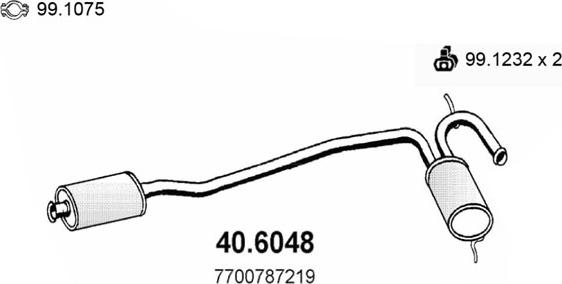 ASSO 40.6048 - Средний глушитель выхлопных газов xparts.lv