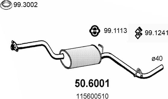 ASSO 50.6001 - Средний глушитель выхлопных газов xparts.lv