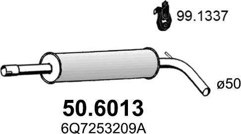 ASSO 50.6013 - Средний глушитель выхлопных газов xparts.lv