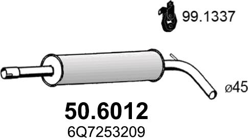 ASSO 50.6012 - Vidējais izpl. gāzu trokšņa slāpētājs xparts.lv
