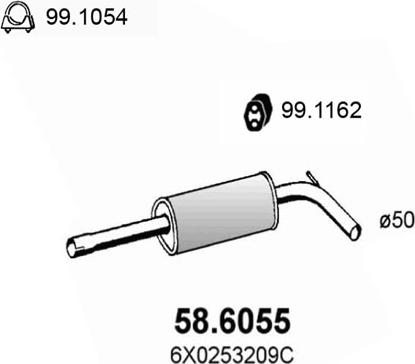ASSO 58.6055 - Vidējais izpl. gāzu trokšņa slāpētājs xparts.lv