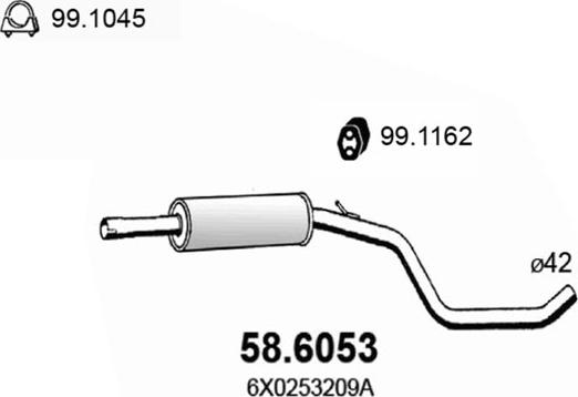ASSO 58.6053 - Vidējais izpl. gāzu trokšņa slāpētājs xparts.lv
