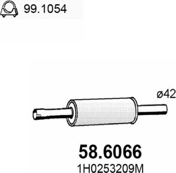 ASSO 58.6066 - Vidējais izpl. gāzu trokšņa slāpētājs xparts.lv
