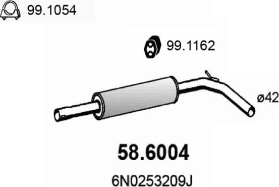 ASSO 58.6004 - Vidējais izpl. gāzu trokšņa slāpētājs xparts.lv