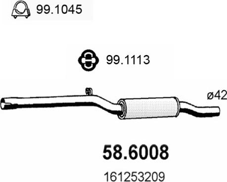 ASSO 58.6008 - Vidējais izpl. gāzu trokšņa slāpētājs xparts.lv
