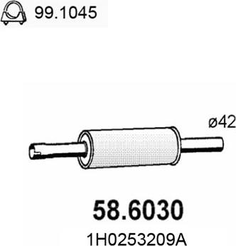 ASSO 58.6030 - Vidējais izpl. gāzu trokšņa slāpētājs xparts.lv