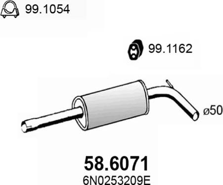 ASSO 58.6071 - Vidējais izpl. gāzu trokšņa slāpētājs xparts.lv
