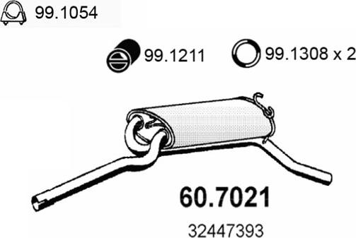 ASSO 60.7021 - Izplūdes gāzu trokšņa slāpētājs (pēdējais) xparts.lv