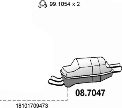 ASSO 08.7047 - Izplūdes gāzu trokšņa slāpētājs (pēdējais) xparts.lv