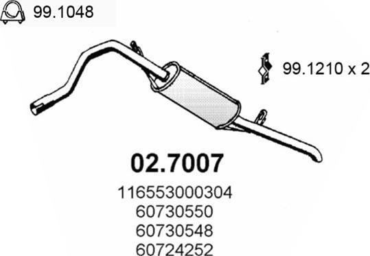 ASSO 02.7007 - Izplūdes gāzu trokšņa slāpētājs (pēdējais) xparts.lv
