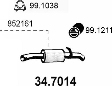 ASSO 34.7014 - Izplūdes gāzu trokšņa slāpētājs (pēdējais) xparts.lv