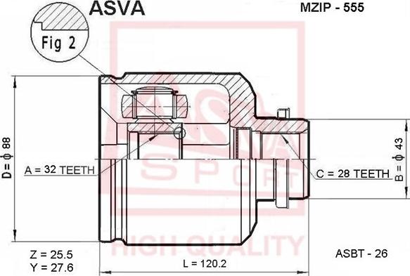 ASVA MZIP-555 - Joint Kit, drive shaft xparts.lv